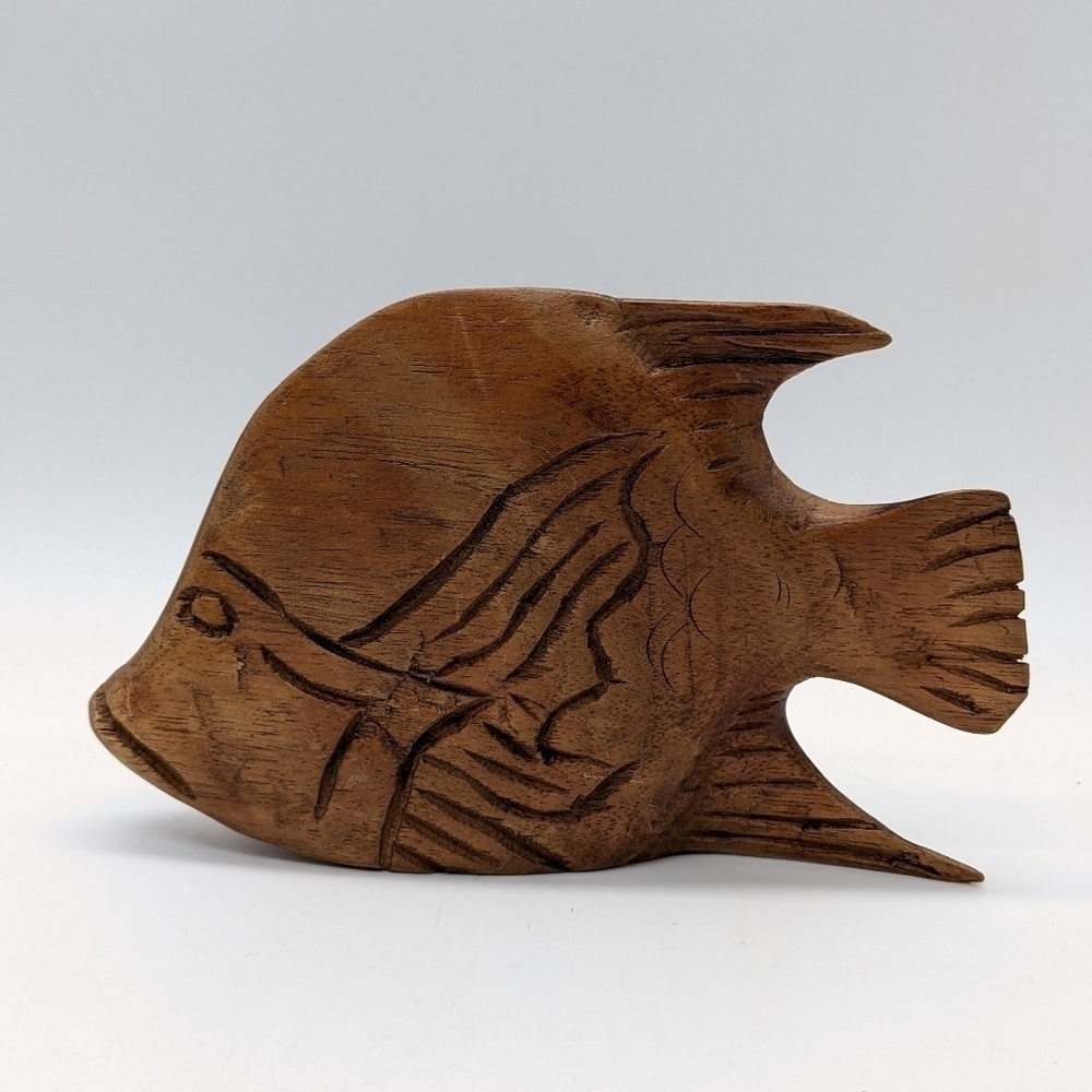 Vintage hand carved wooden fish figurine